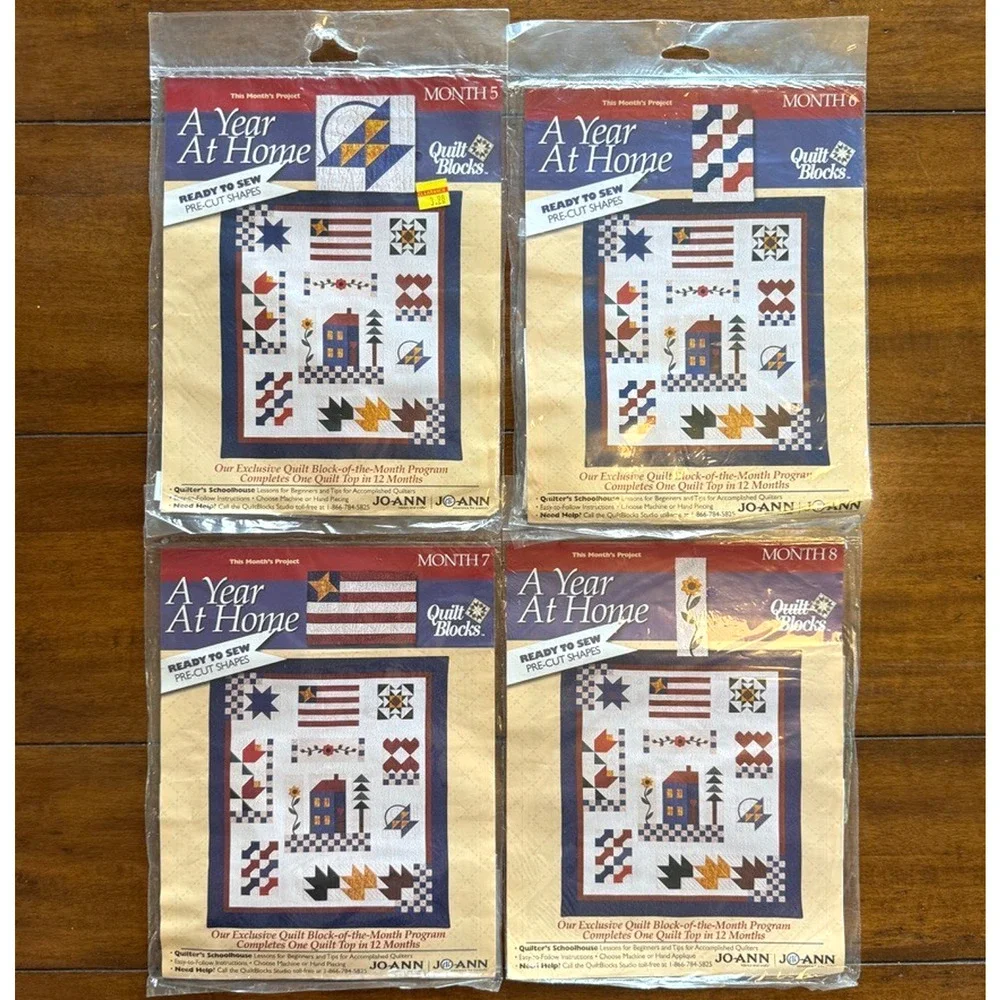 Joann Fabrics Quilt Kit A Year at Home Patterns + Fabric Block of the Month NOS